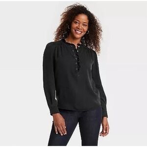 Knox Rose Long Sleeve Denim Button Down Shirt Large Charcoal Gray